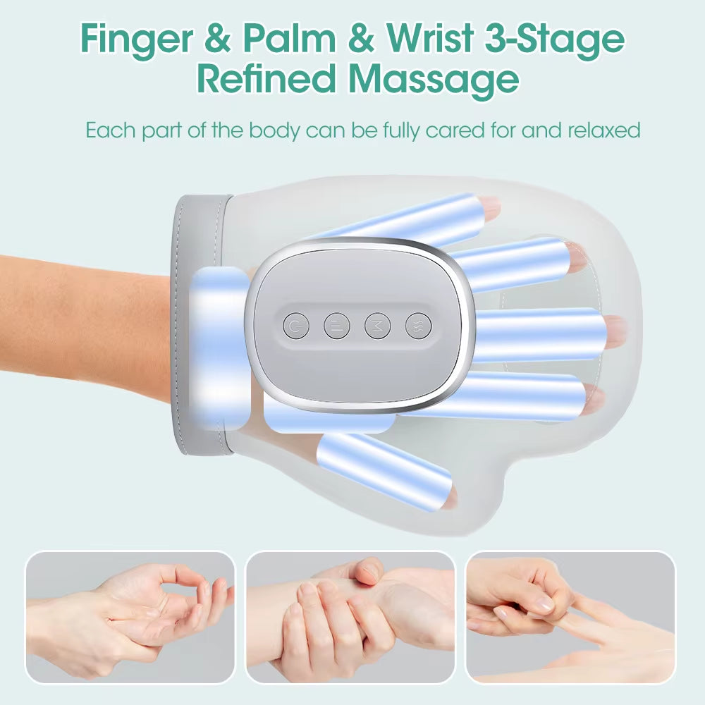 Electric Hand Massager Cordless Hand Massager with Vibration and Heat Air Compression Finger Massager for Arthritis Pain Relief