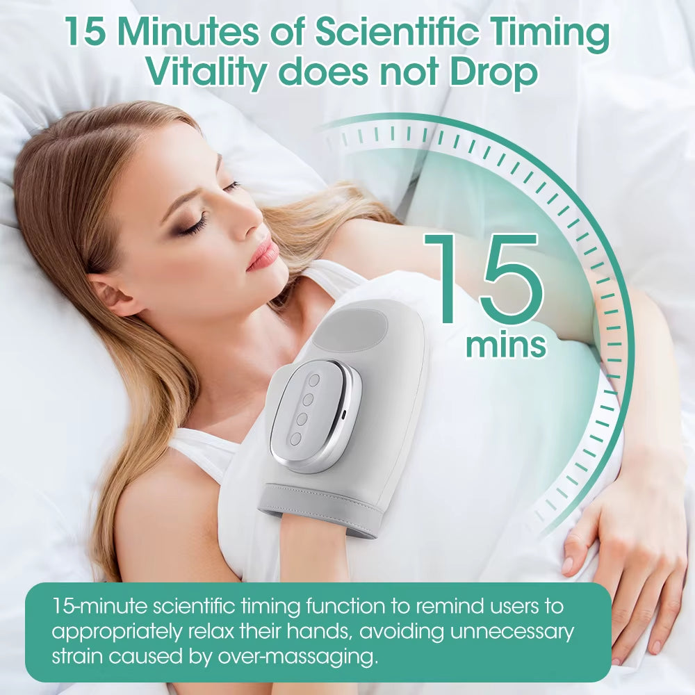 Electric Hand Massager Cordless Hand Massager with Vibration and Heat Air Compression Finger Massager for Arthritis Pain Relief